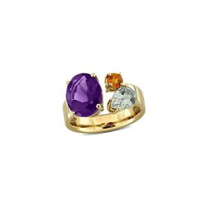 Rina Limor Silver 3.94 Ct. Tw. Amethyst & Green Quartz & Madeira Citrine Ring